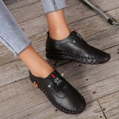 Women's Lace-Up Flat Shoes Lightweight Soft Sole Faux Leather Shoes