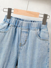 Girls' Casual Jeans with Pleated Details
