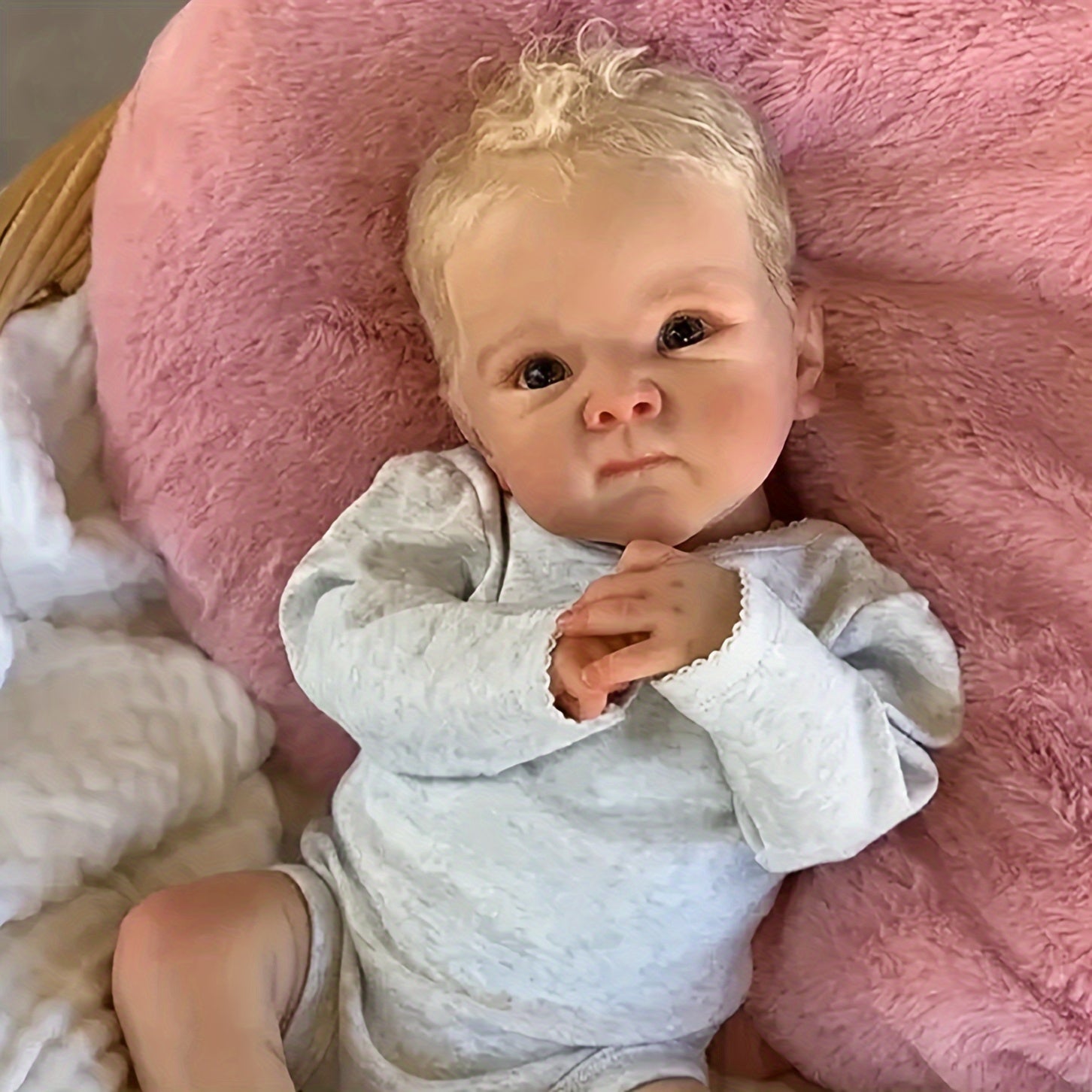 18" Adorable Boy Doll Full Body Vinyl Blonde Hair Realistic Reborn Doll