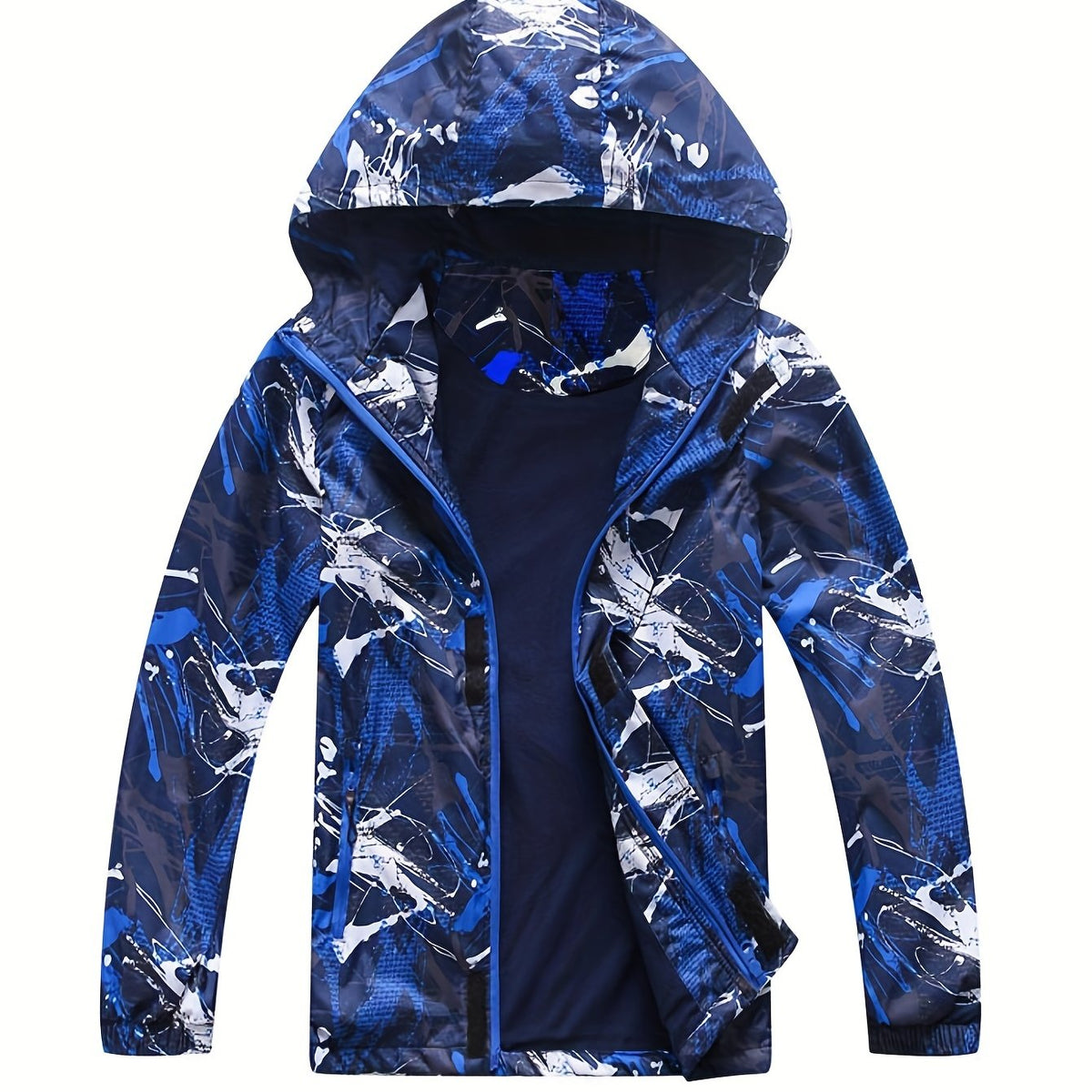 Boys Hooded Windbreaker Jacket with Fleece Lining