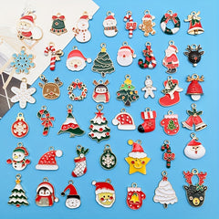 46pcs Enamel Charms Christmas Series For Jewelry Making Necklace Bracelets Decor