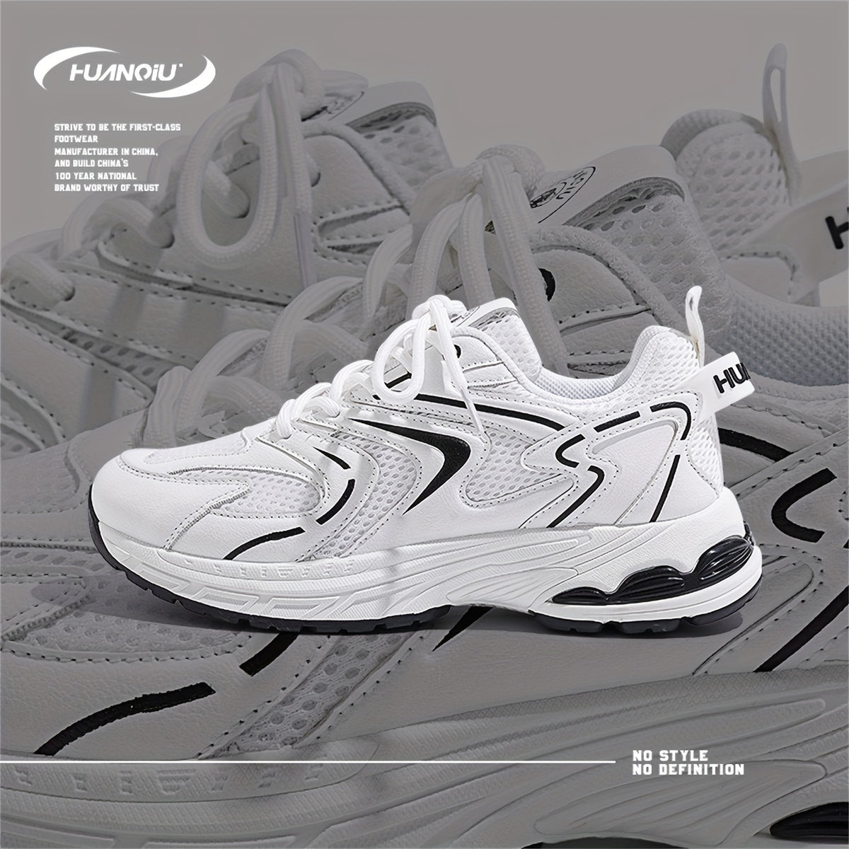 HUANQIU Lace-up Chunky Sneakers Mesh Breathable Running Shoes