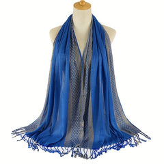 Hot Stamping Long Tassel Scarf Hijab Solid Shawl Casual Head Wrap