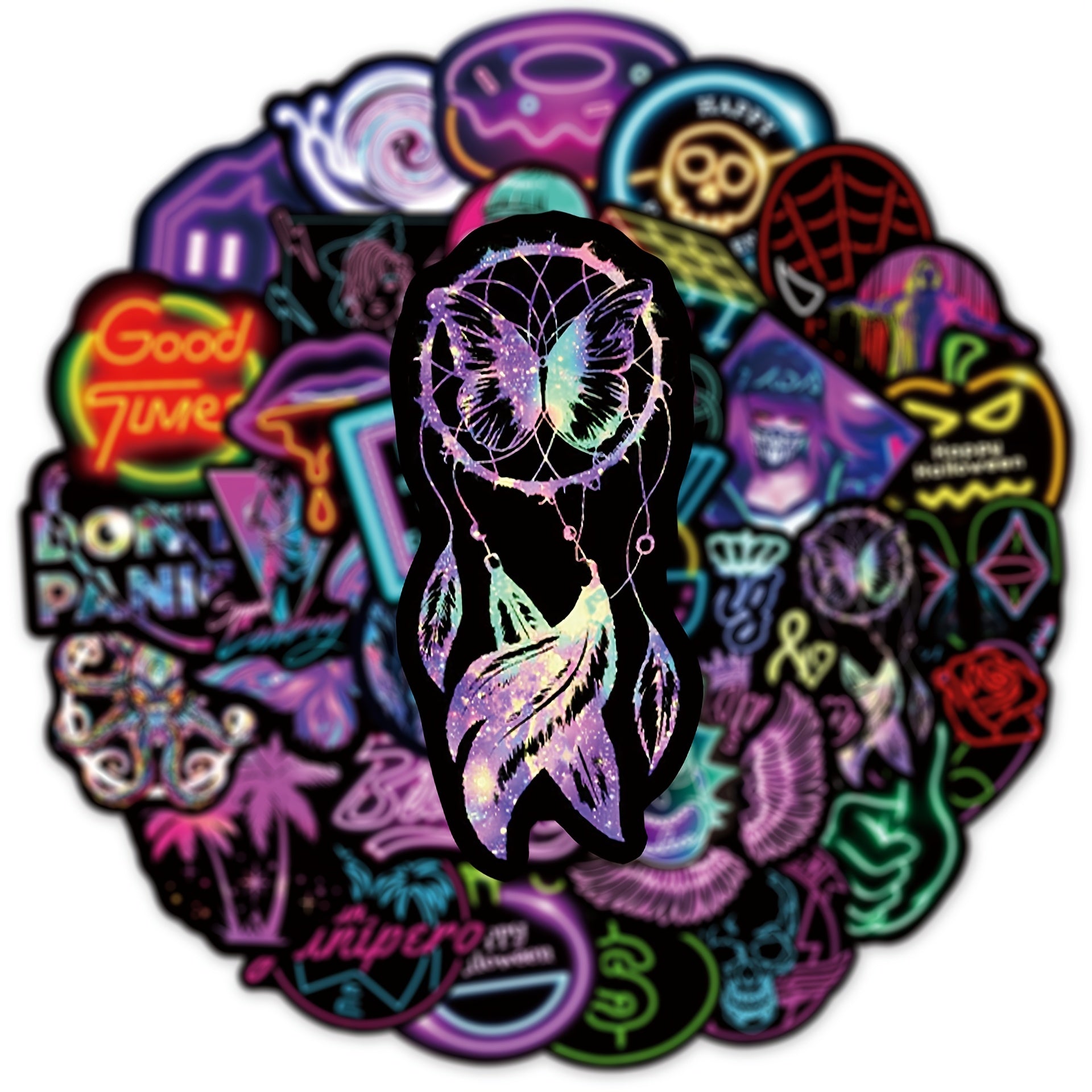 50PCS Neon Crow Stickers Waterproof PVC Stickers