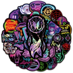 50PCS Neon Crow Stickers Waterproof PVC Stickers