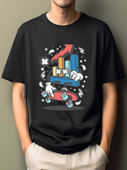 Men's Hip Pop Cartoon Print Tee - Moisture Wicking T-shirt