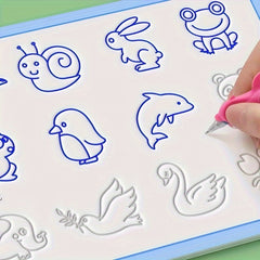 Set of 4 Reusable Drawing Practice Books with Grooves