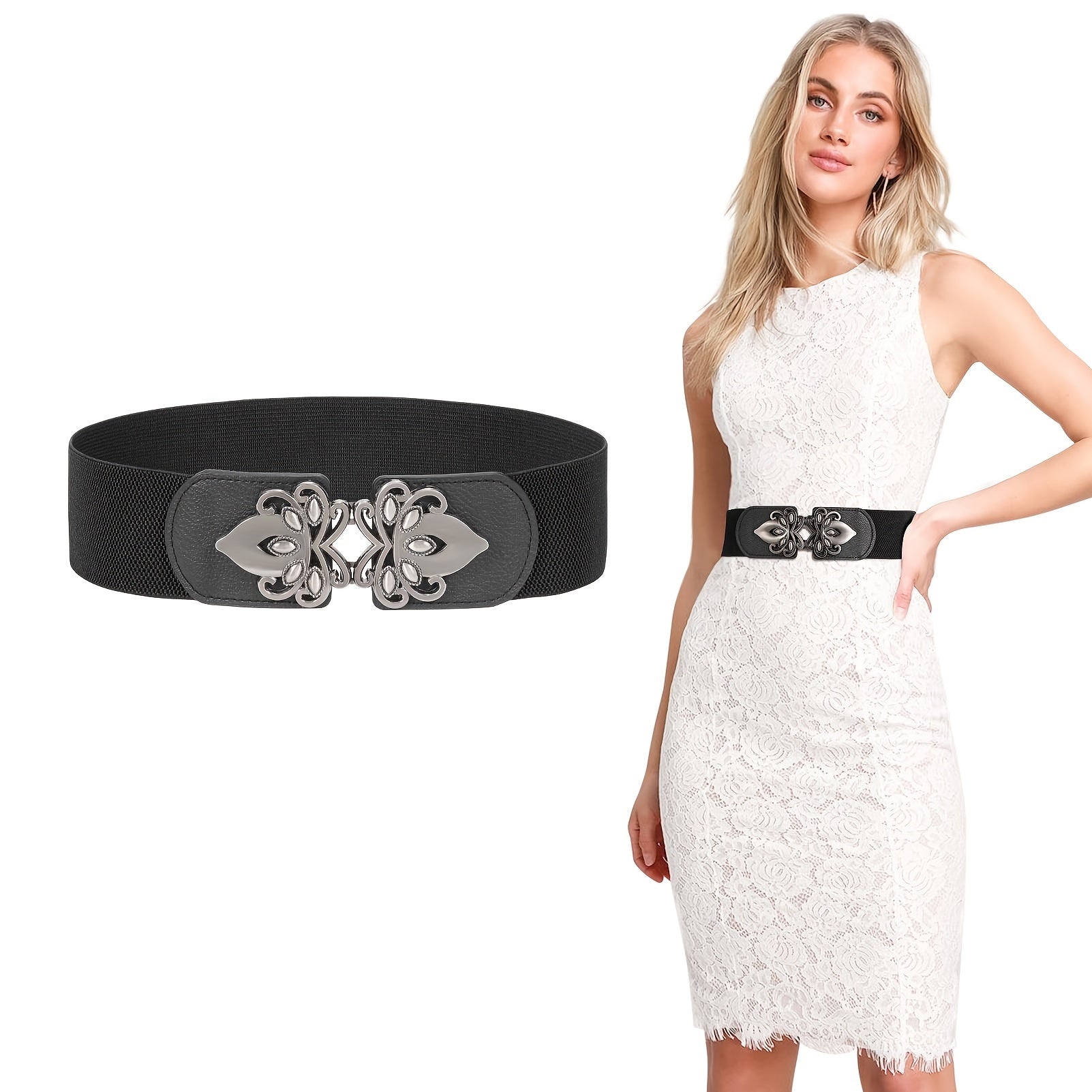 Vintage Wide Elastic Stretch Waist Belt for Party Prom Banquet