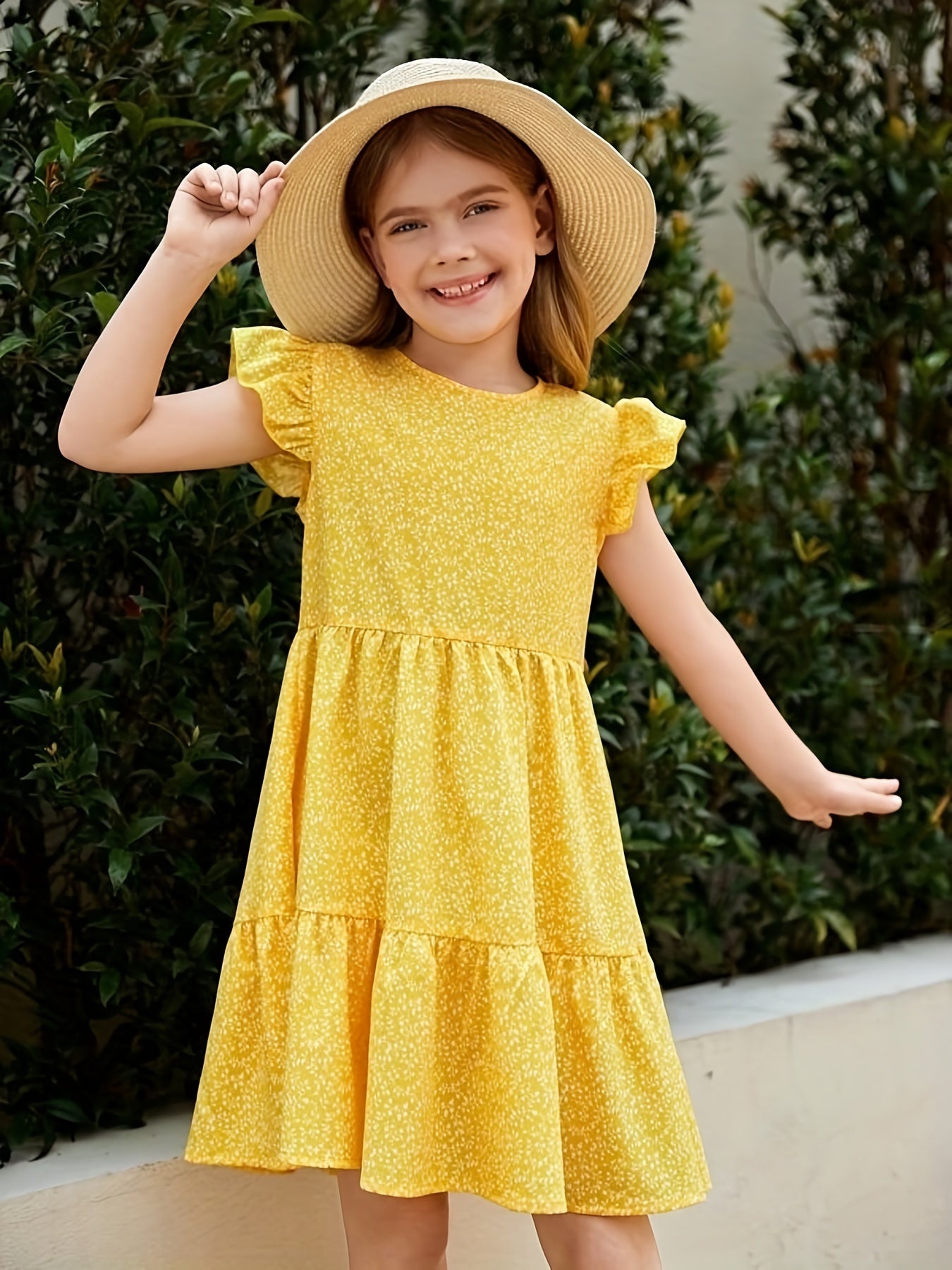 Girls Ruffle Sleeve Princess Dress For Summer Outdoor