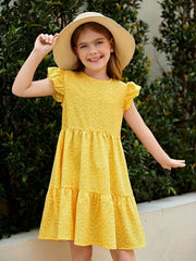 Girls Ruffle Sleeve Princess Dress For Summer Outdoor