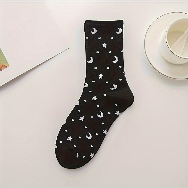 Moon Print Mid Tube Socks Women's Stockings