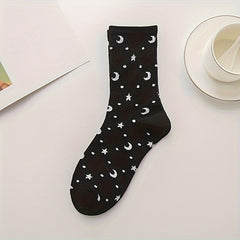 Moon Print Mid Tube Socks Women's Stockings