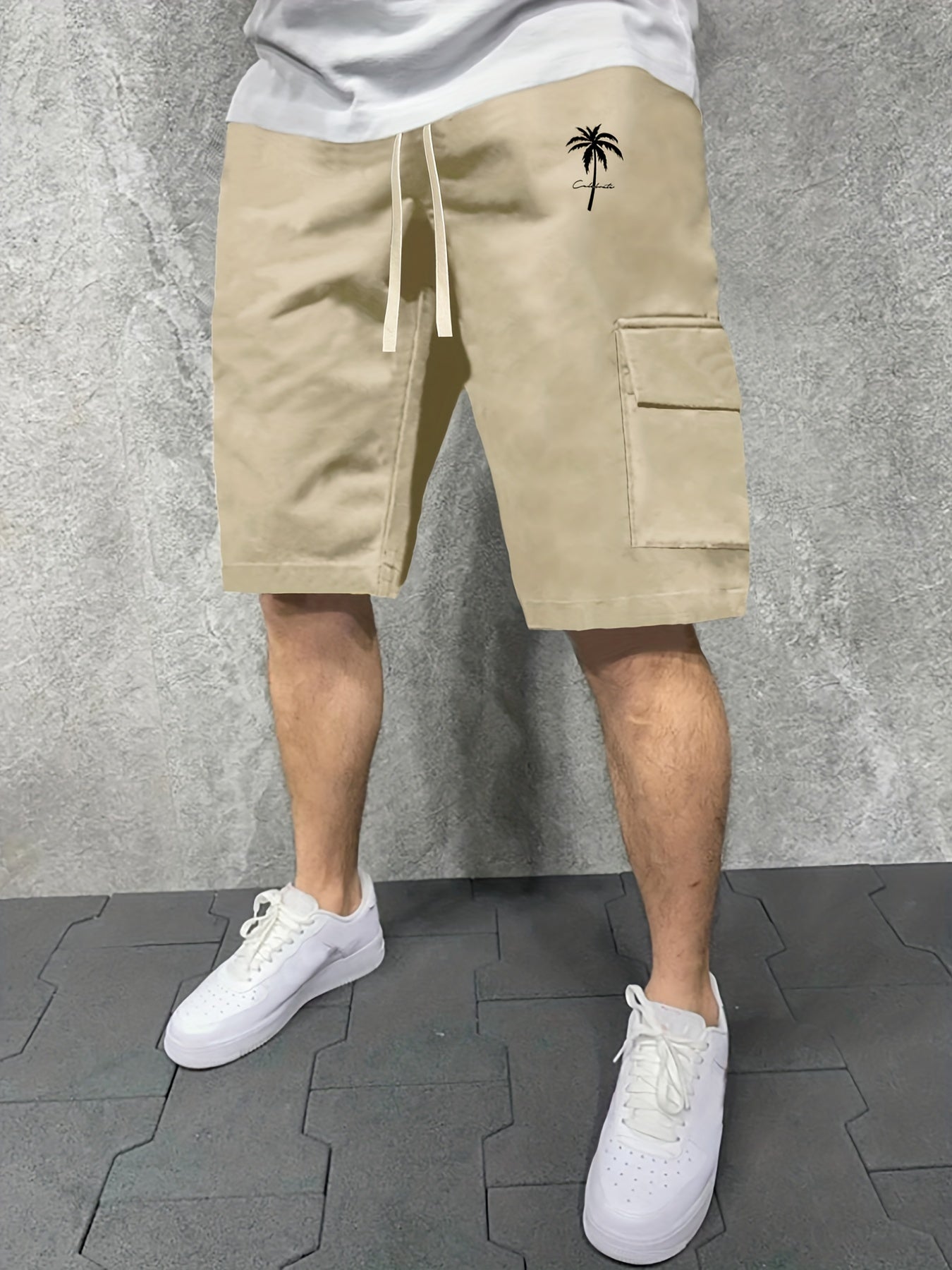 California Coconut Tree Men's Cargo Shorts for Summer Casual Wear