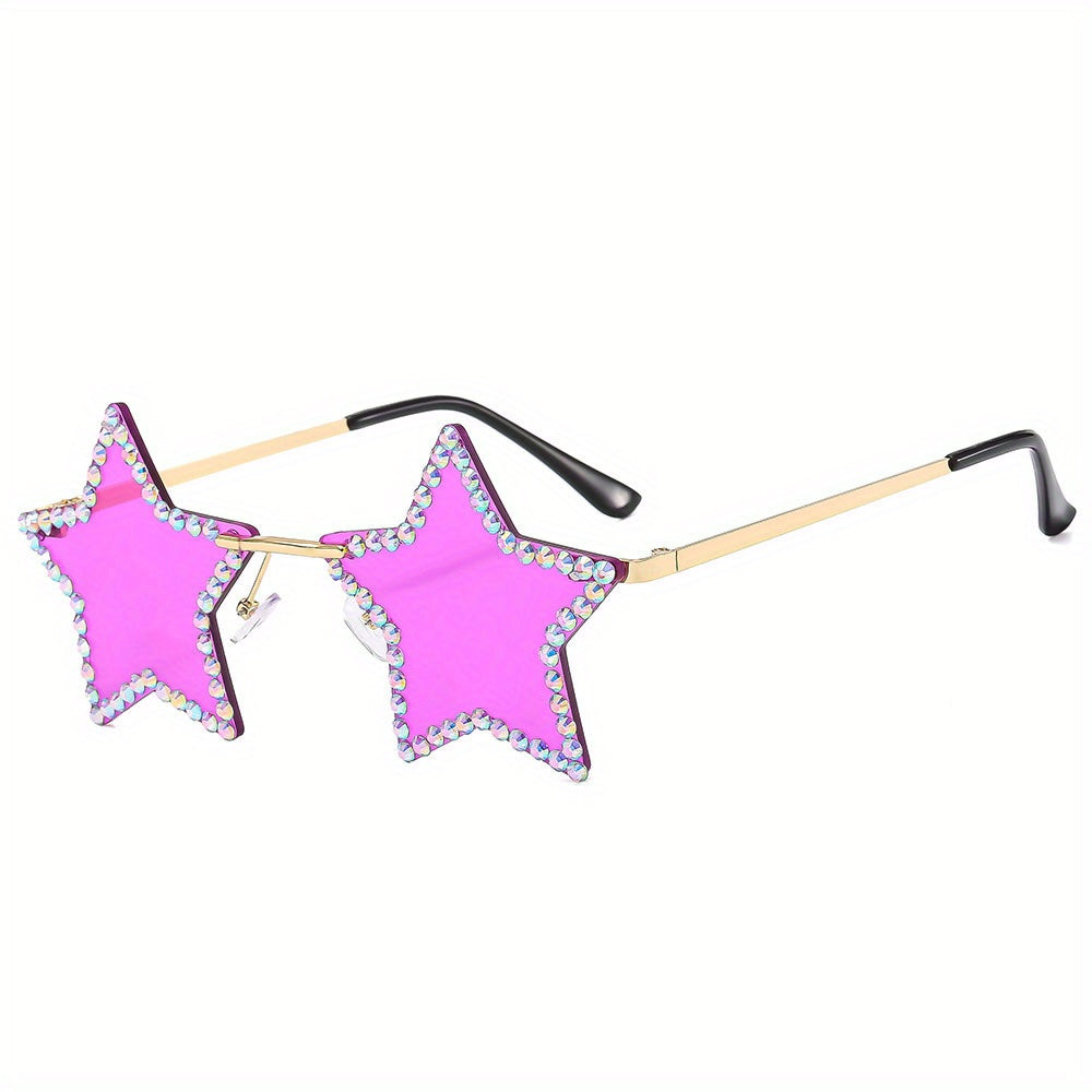 Rhinestone Star Sunglasses Y2K Punk Candy Funny Party Club Decorative Glasses