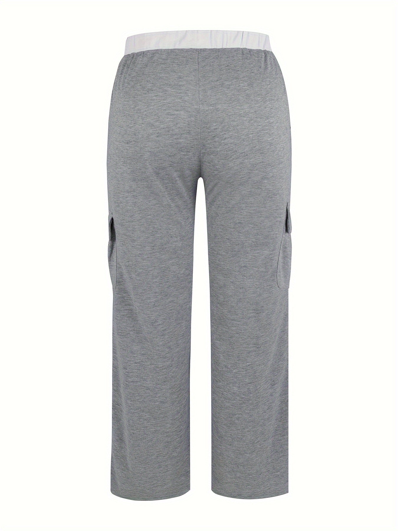  Wide Leg Cargo Trousers Elastic Drawstring High Rise