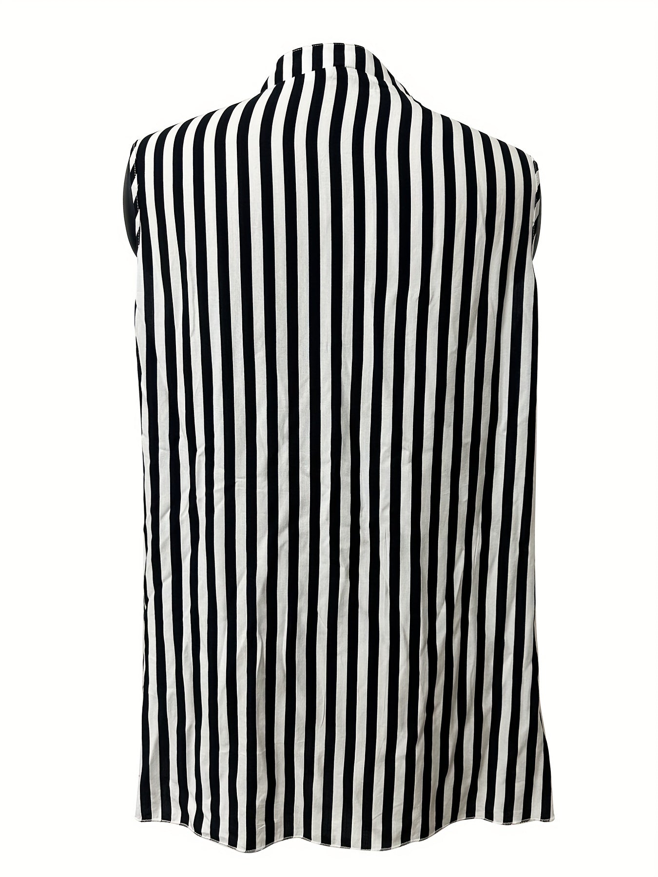  Stripe Print Button Up Tank Blouse