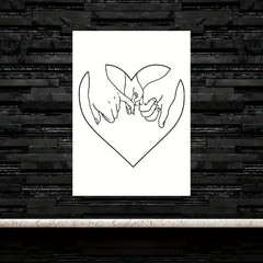 Modern Art Family Hands And Love Wall Sticker Minimalist Style Decor