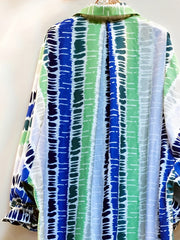 Women's Plus Tie Dye Bat Sleeve Button Up Oversized Maxi Dress