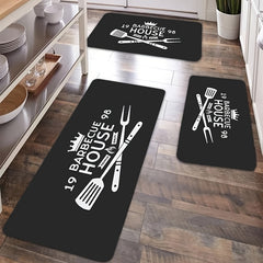Minimalist BBQ House Rug Letter Pattern Washable Carpet for Home Decor