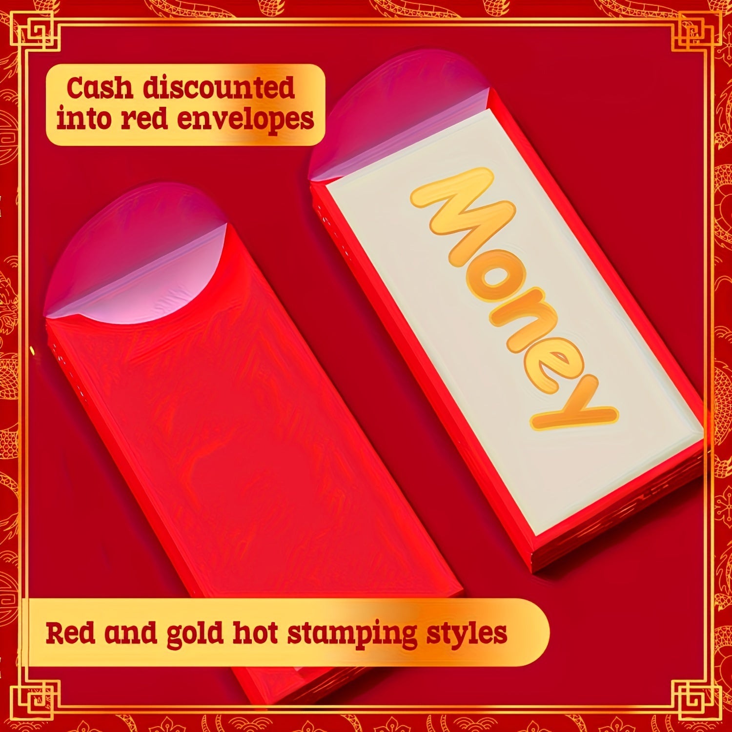 6pcs 3D Embossed Red Envelopes for Lucky Money Packets
