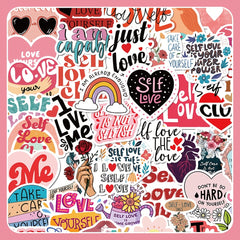 50 Self Love Cartoon Stickers Waterproof for Phone Laptop