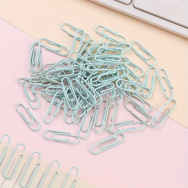 200pcs Boxed Macaron Paper Clip 28mm Office Data Clip Anti Rust Paper Clamp