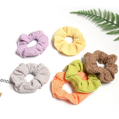 Plaid Candy Knitted Hair Scrunchies Soft Fabric for Women Girls