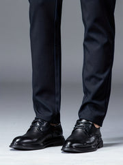 Men's Straight Fit Business Pants Flat Front Trousers