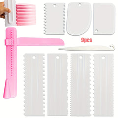 9pcs Cake Scrapers Plastic Cake Smoothers Baking Tools Kitchen Gadgets