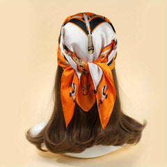 68cm Printed Square Scarf Thin Silk Feeling Satin Headscarf Hair Wrap