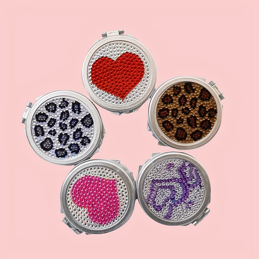 Leopard Pattern Makeup Mirror Double Sided Compact Cosmetic Mirror