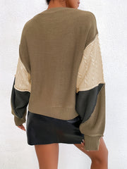 Casual Crew Neck Pullover Sweater Drop Shoulder Long Sleeve
