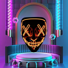 Men's Light Up Mask Led Light Up Cyberpunk Mask Halloween Dress Up Mask