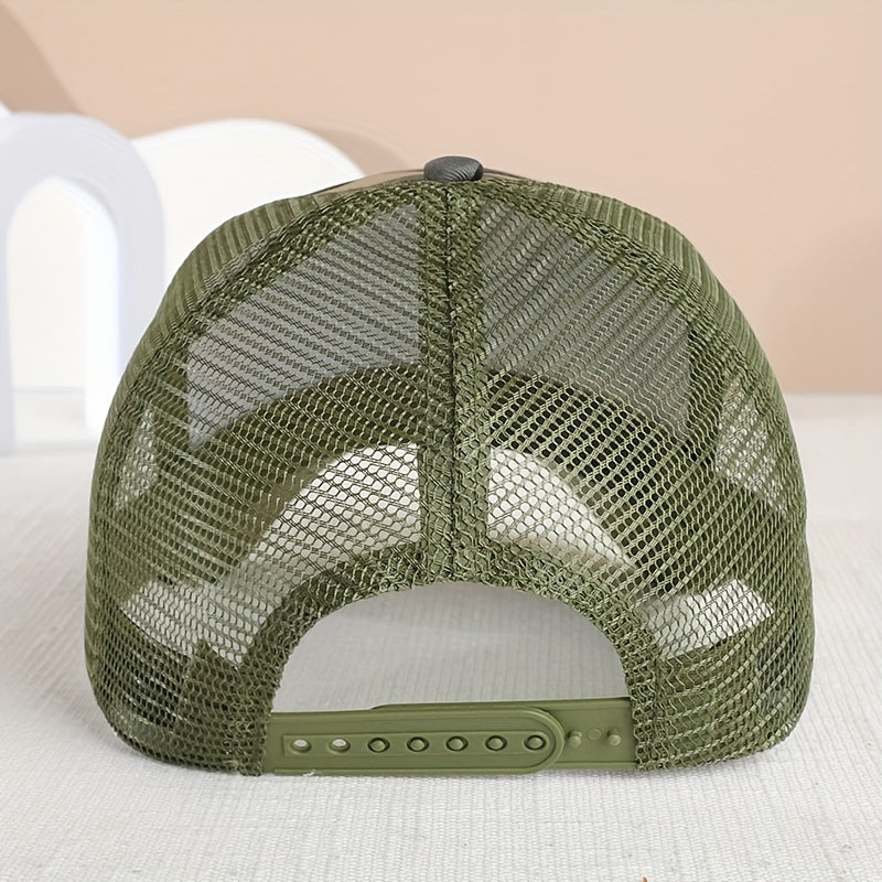 Bear Patch Unisex Trucker Hat Mesh Breathable Baseball Cap Lightweight Sunshade