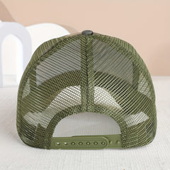 Bear Patch Unisex Trucker Hat Mesh Breathable Baseball Cap Lightweight Sunshade