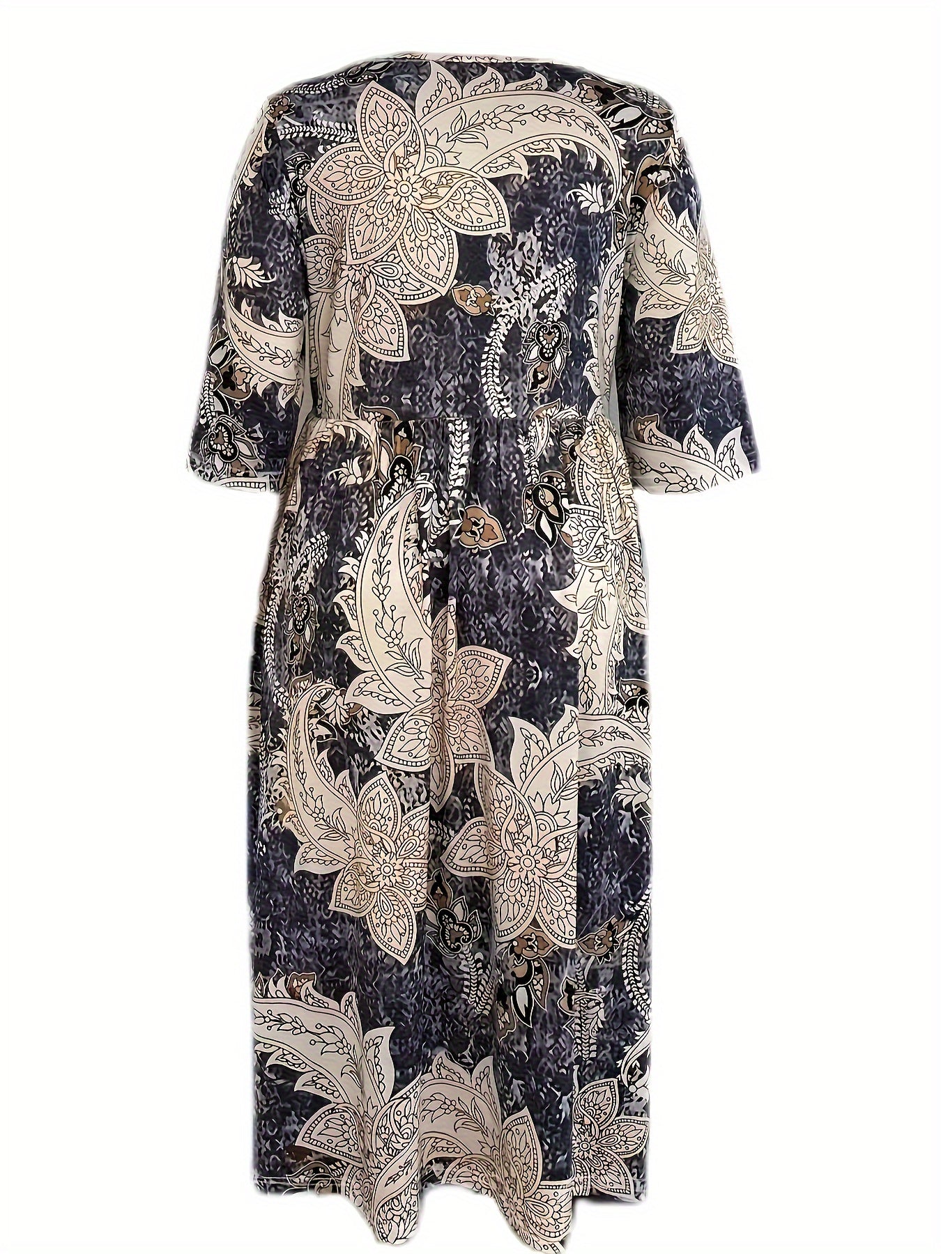  Paisley Print Half Sleeve Casual Dress