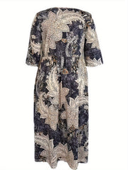  Paisley Print Half Sleeve Casual Dress
