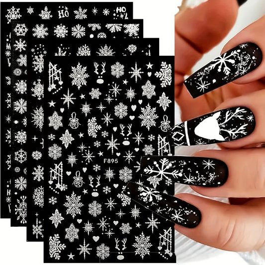 3D Christmas Nail Art Stickers Snowflake Nail Art Decals For DIY Or Nail Salons