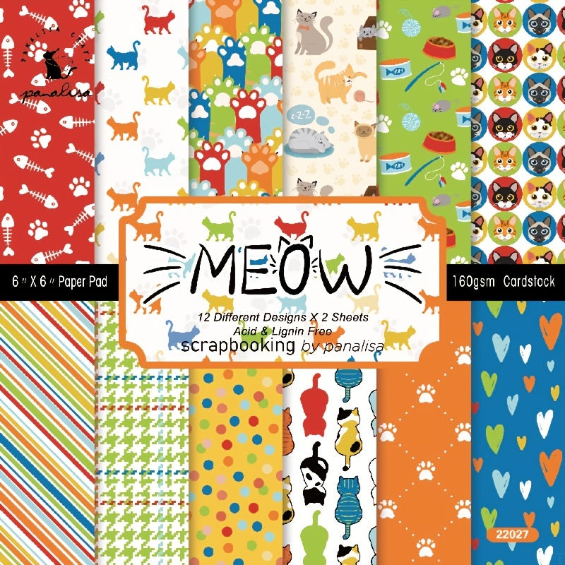 24pcs Cat Pattern Scrapbook Papers DIY Albums & Journals