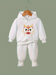 Chinese Lion Dance 2pc Set Girls Casual Comfy Activewear for Spring Fall