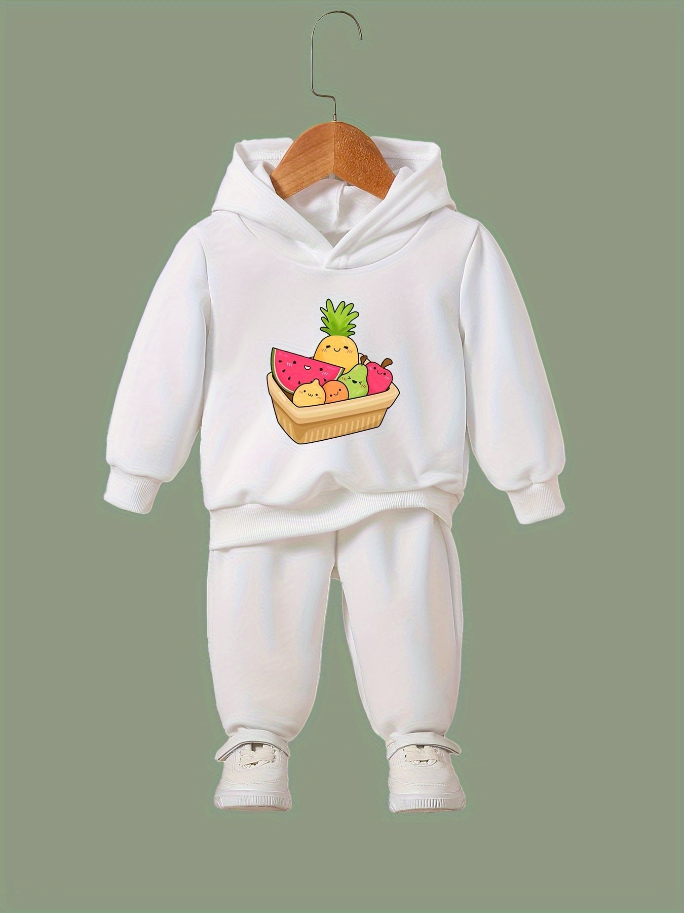 OERYUI Kids Cartoon Fruit Print Hooded Pullover Pants Set