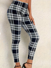  Plaid Print Skinny Leggings