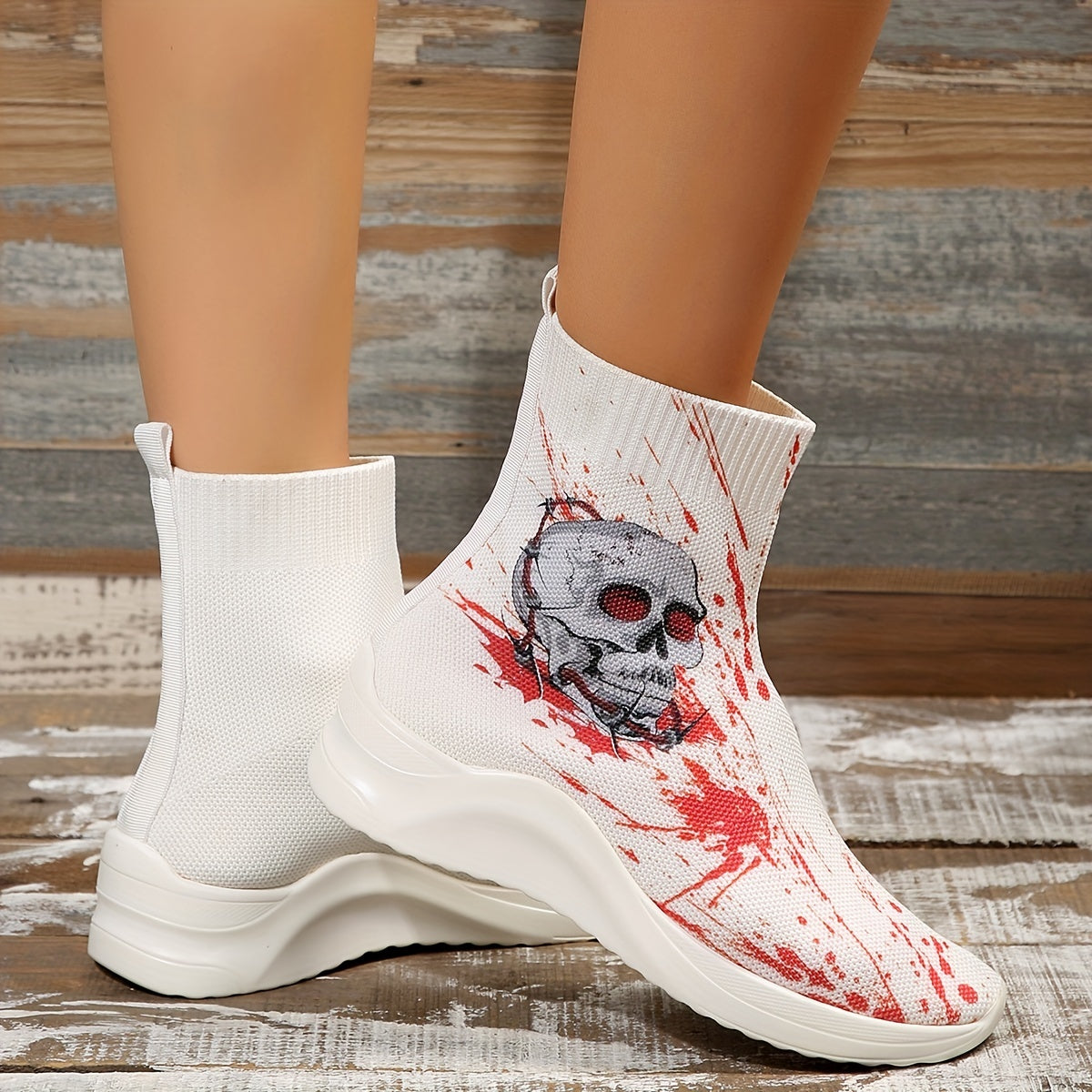 Women's Skull & Blood Ankle Boots Halloween Sneakers