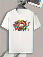 Christmas Element Print Men's Graphic T-shirt for Summer