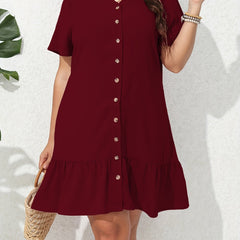  V Neck Ruffle Dress Short Sleeve