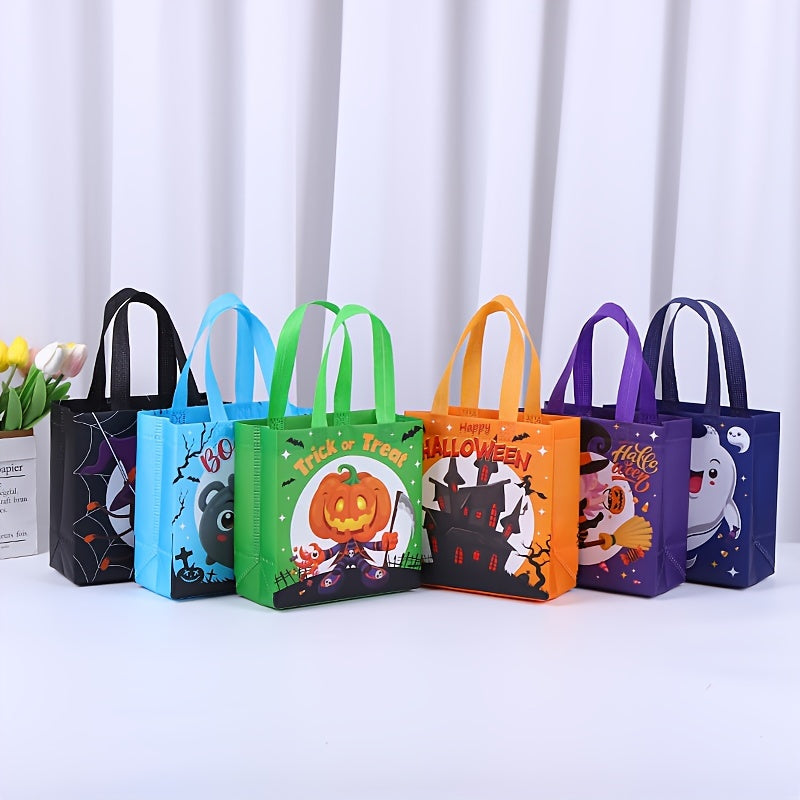 6pcs Mixed Halloween Gift Bags Non-Woven Shopping Bags Packaging Bags Tote Bags