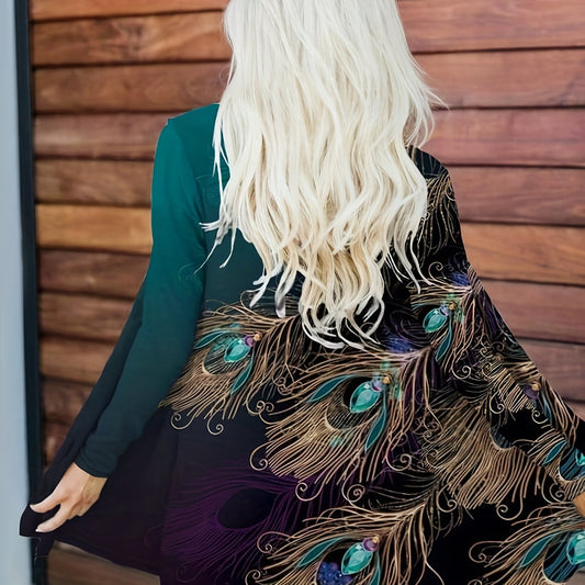  Women's Peacock Print Cardigan