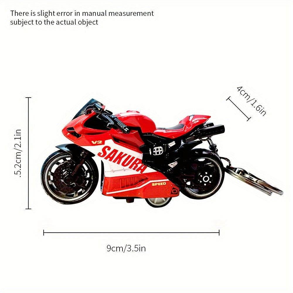 Cartoon Mini Motorcycle Key Chain School Bag Backpack Wallet Pendant Gift