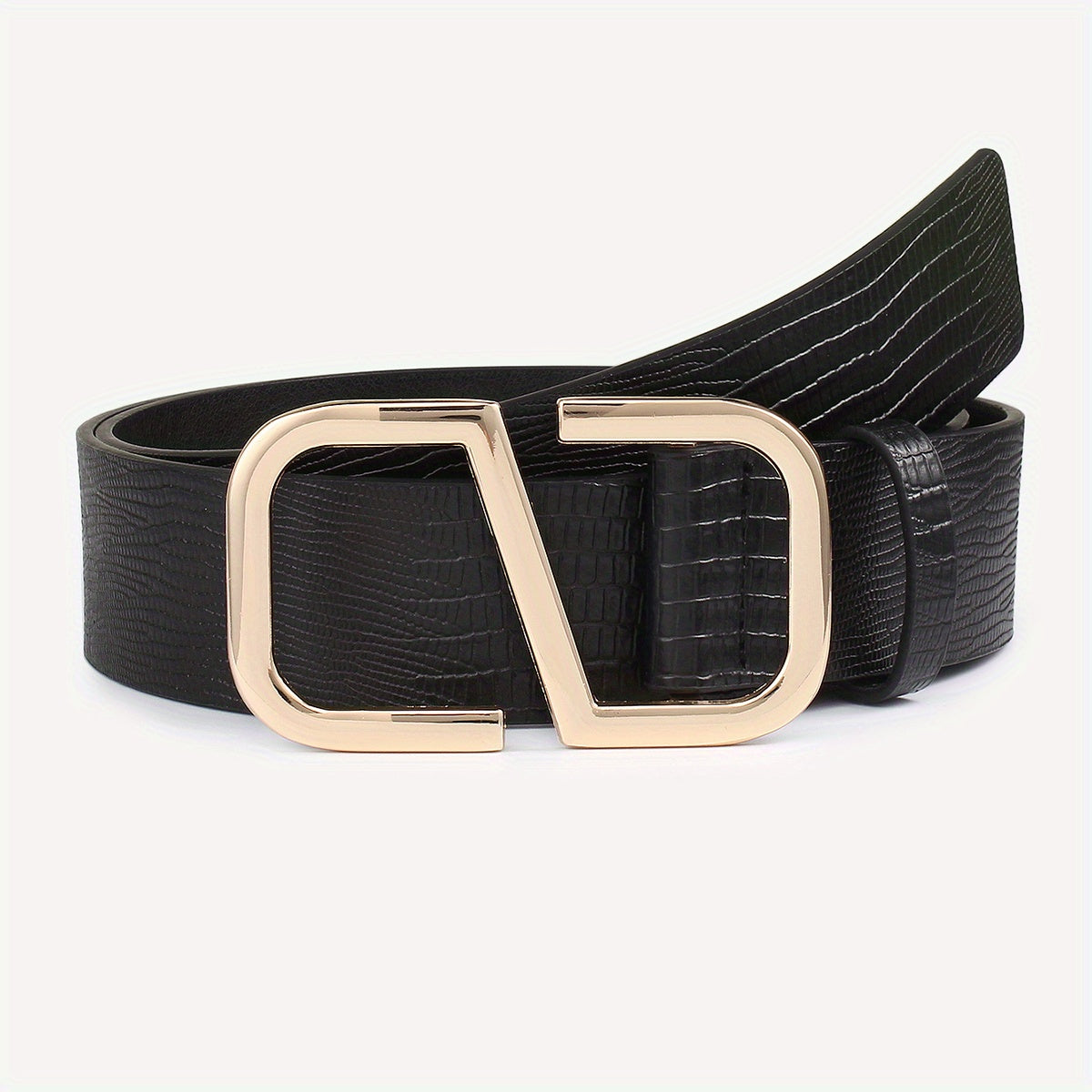 Geometric S Buckle Belt Solid PU Leather Waist Belt Jeans Pants Belt