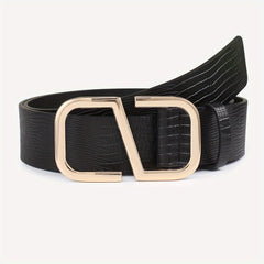 Geometric S Buckle Belt Solid PU Leather Waist Belt Jeans Pants Belt